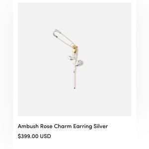 Ambush Rose Charm Earring Silver